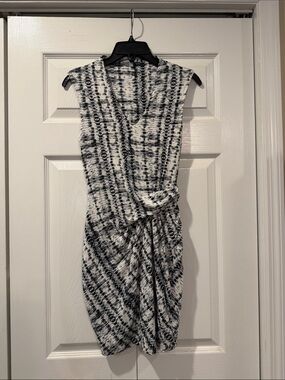 Lemon Tart Sleeveless Black and White Snake Skin/Tie-Dye Midi Wrap Dress XS